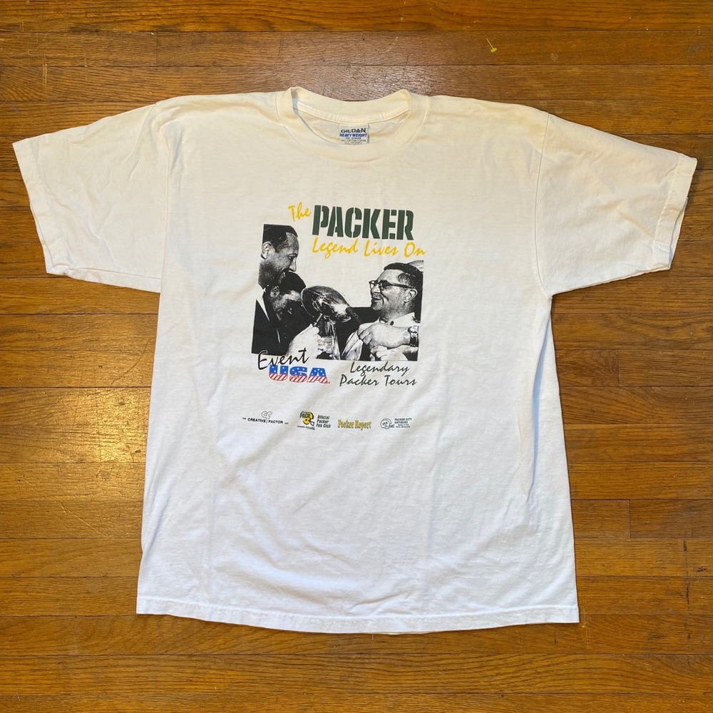 Vintage 90s Green Bay Packers Vince Lombardi T-Shirt Mens L White